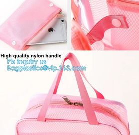 multi-purpose washable portable breathable 3 pcs polyester mesh travel cosmetic bag, Mesh Zipper Black Makeup Pouch Cosm supplier