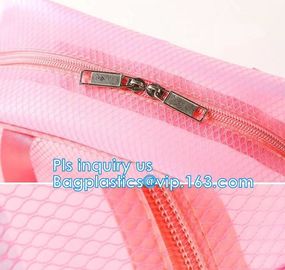 multi-purpose washable portable breathable 3 pcs polyester mesh travel cosmetic bag, Mesh Zipper Black Makeup Pouch Cosm supplier