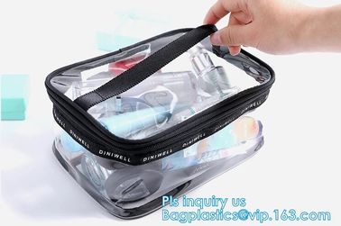 PVC Zip Lock Plastic Cosmetic Travel Packaging Bag, Travel Set Stand Up Bags For Agency With Custom Logo, Waterproof Pla supplier