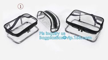 PVC Zip Lock Plastic Cosmetic Travel Packaging Bag, Travel Set Stand Up Bags For Agency With Custom Logo, Waterproof Pla supplier