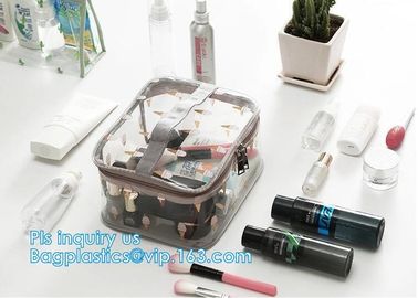 Travel Organizer Mini Cosmetics Clear Pvc Zipper Bag With Handles, vinyl pvc travel cosmetic packaging bag with zipper, supplier