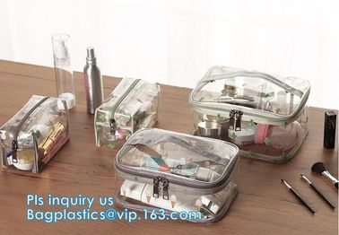 Travel Organizer Mini Cosmetics Clear Pvc Zipper Bag With Handles, vinyl pvc travel cosmetic packaging bag with zipper, supplier