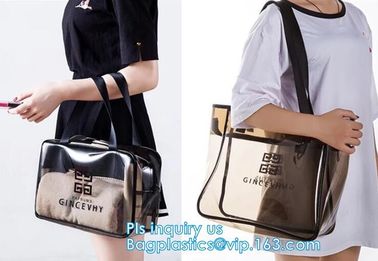 PVC multi function cosmetic case, PVC Transparent Women Travel Costmetic Bag Fashion Portable Trunk Zipper Makeup Organi supplier