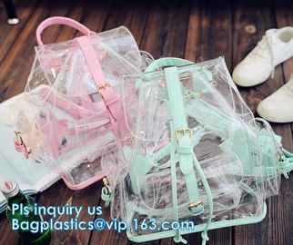 backpack wholesale with padded straps, Promotional Transparent PVC School Backpack with Customized Logo Clear Children B supplier