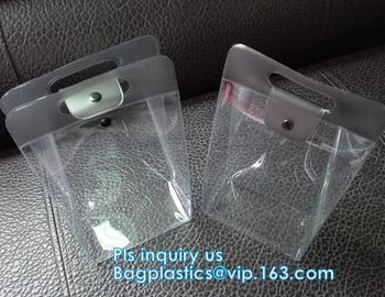 OEM Custom PVC Loop Handle Image Printed Plastic Shopping Bag, Sewing non-woven handle pvc clear packaging bag, statione supplier