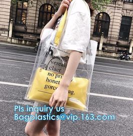 Reusable PVC Soft Loop Handle Bags, long handle clear pvc bedding yellow pvc blanket bag, transparent PVC handle plastic supplier