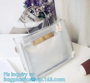 promotional pvc handbag for christmas, Shoulder Handbag with Interior Pocket, tote shoulder PVC sling clear vinyl beach supplier
