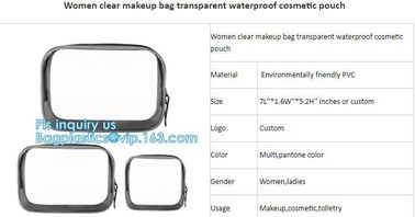 cusotm logo rope handle clear pvc bag with zipper, handle transparent cosmetic bag, k Make Up Travel Bag, Organize supplier