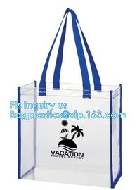 clear vinyl pvc zipper bags with handles, waterproof shopping clear pvc cosmetic handles plastic bag with snap button supplier