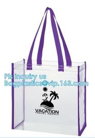 clear vinyl pvc zipper bags with handles, waterproof shopping clear pvc cosmetic handles plastic bag with snap button supplier