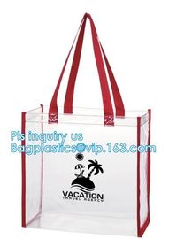 clear vinyl pvc zipper bags with handles, waterproof shopping clear pvc cosmetic handles plastic bag with snap button supplier