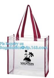 clear vinyl pvc zipper bags with handles, waterproof shopping clear pvc cosmetic handles plastic bag with snap button supplier