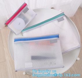 cosmetic mesh zipper bag for promotional gifts and cosmetics, Nylon Mesh Makeup Cosmetic Bag Clear Mesh Make up Cosmetic supplier