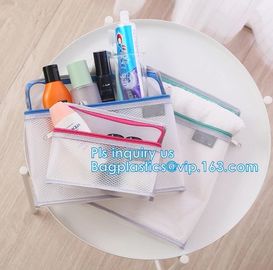 cosmetic mesh zipper bag for promotional gifts and cosmetics, Nylon Mesh Makeup Cosmetic Bag Clear Mesh Make up Cosmetic supplier