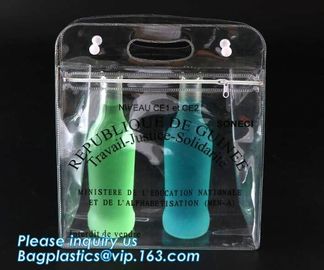 Vinyl Pvc Zipper Heavy Duty Clear Plastic Bags With Handles, Eco-friendly Clear PVC Wine Ice Bag / pvc wine gift ice bag supplier