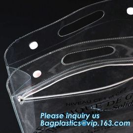 Vinyl Pvc Zipper Heavy Duty Clear Plastic Bags With Handles, Eco-friendly Clear PVC Wine Ice Bag / pvc wine gift ice bag supplier