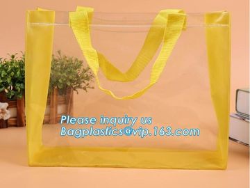 PVC and non woven zippered apparel packaging bag, gift package bag with handle, bags with zipper and sewn handle, carry supplier