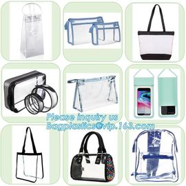 Waterproof customized folding pvc bag clear cosmetic bag with zipper, custom logo print shopping pvc plastic bag, tote supplier