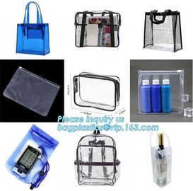 Waterproof customized folding pvc bag clear cosmetic bag with zipper, custom logo print shopping pvc plastic bag, tote supplier