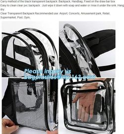 High School Pvc Backpack Bag In Bag In America With Cosmetic Bag, Clear pvc backpack, clear plastic bags, clear backpack supplier