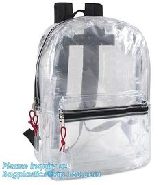 High School Pvc Backpack Bag In Bag In America With Cosmetic Bag, Clear pvc backpack, clear plastic bags, clear backpack supplier