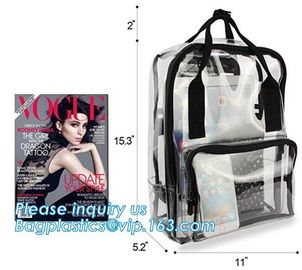 High School Pvc Backpack Bag In Bag In America With Cosmetic Bag, Clear pvc backpack, clear plastic bags, clear backpack supplier