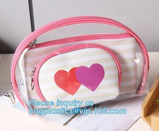 Girl Glitter PVC Fashion Cosmetic Bag, portable travel makeup bag cases bulk women handbag custom transparent clear pvc supplier