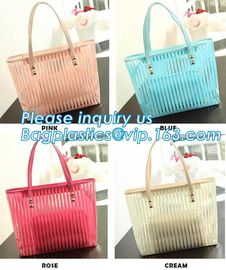 Shoulder Tote Pouch Clear PVC Beach Bag With Interior Pocket, jelly pvc women big design handbag shoulder sling bag of l supplier