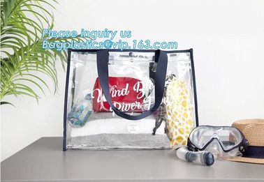 Summer Detachable Women Transparent PVC Handbag Shoulder Bag, handle shoulder strap sand vinyl tote clear pvc beach bag supplier