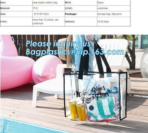 Summer Detachable Women Transparent PVC Handbag Shoulder Bag, handle shoulder strap sand vinyl tote clear pvc beach bag supplier