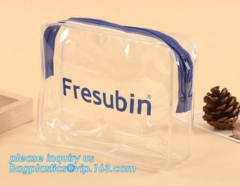 Soft PVC EVA Clear Plastic Vinyl Cosmetic Packaging Bag with Zipper, makeup pouch transparent PVC clear cosmetic bags supplier