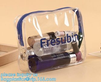 Soft PVC EVA Clear Plastic Vinyl Cosmetic Packaging Bag with Zipper, makeup pouch transparent PVC clear cosmetic bags supplier