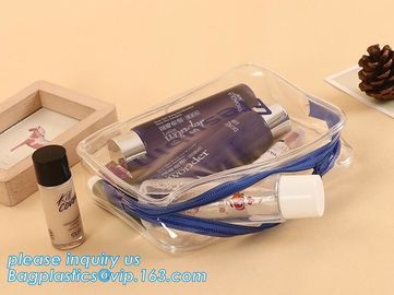 Soft PVC EVA Clear Plastic Vinyl Cosmetic Packaging Bag with Zipper, makeup pouch transparent PVC clear cosmetic bags supplier