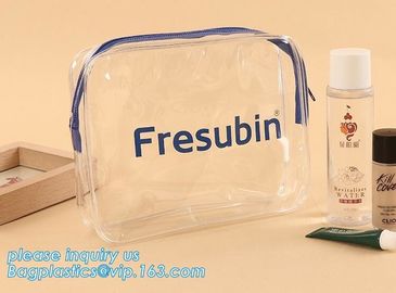 Soft PVC EVA Clear Plastic Vinyl Cosmetic Packaging Bag with Zipper, makeup pouch transparent PVC clear cosmetic bags supplier