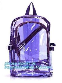 Multi-pockets School Outdoor Clear Transparent PVC Daypack Backpack, Heavy-duty clear PVC school travel backpack with pa supplier