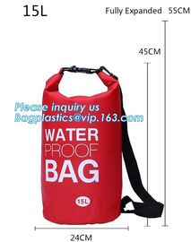 Custom Logo Low MOQ 500D PVC Tarpaulin 40L Outdoor Camping Hiking Climbing Bag Fully Waterproof Dry , Portable foldable supplier