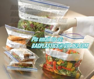 double track custom printing freezer zipper bags, Resealable clear PE double sealed zipper bag wholesales, FDA food pack supplier