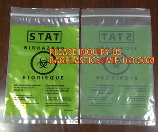 printing plastic biohazard PE Zipper Specimen Bags, Zip Top Biohazard Bags, Bio Harzard Specimen Bags/Medical Waste Bioh supplier