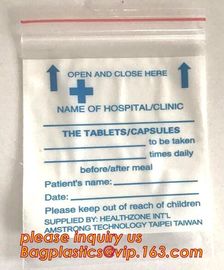 Custom printed LDPE medical k pills medicine zipper resealable small plastic bag, medical grade clear plastic zipp supplier