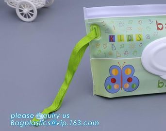 eco biodegradable Reusable CMYK UV Printed Zip Top Travel Plastic EVA Baby Tissue Wet Wipes Bag, EVA Wet Tissue Bags supplier