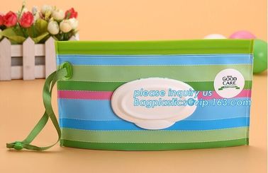 Reusable and portable wet wipe pouch bag, Recyclable Eva baby tissue gusset wet wipes pouch bag with plastic lip bag pac supplier