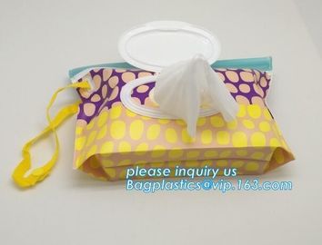 Reusable custom EVA wet wipe pouch, zipper baby wet wipe tissue bag, Portable EVA Custom wet tissue packaging bag with p supplier