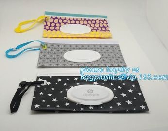 Reusable custom EVA wet wipe pouch, zipper baby wet wipe tissue bag, Portable EVA Custom wet tissue packaging bag with p supplier