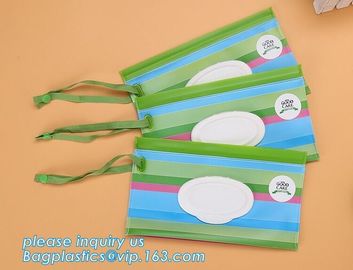 Plastic packaging bag baby EVA Tissue wet wipes bag, reusable and portable wet wipe pouch bag, Reusable wet wipe pouch t supplier