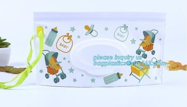 Wet wipe pouch baby wipe case holder dispenser refillable wet wipe, cartoon pattern travel wipes dispenser holder reusab supplier