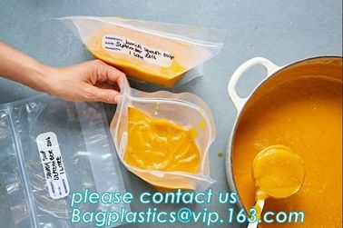 soup bag, liquid storage, food double zip lock plastic packaging bag, Eco Friendly zip lock bag, polyethylene packaging supplier