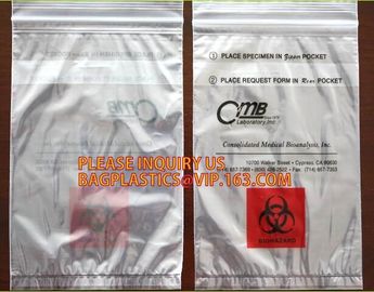 6x9 Lab Double Pocket Specimen Zip Lock Style Bags, specimen envelopes zip lock bag/plastic medical specimen transport p supplier