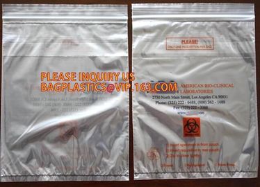 Biohazard Specimen Medical Lab Bags Reclosable Zip Lock Bag, Medical Lab Bags Reclosbale Zip Lock Bag, Document Pouches supplier