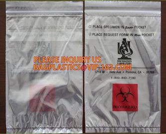 Biohazard Specimen Medical Lab Bags Reclosable Zip Lock Bag, Medical Lab Bags Reclosbale Zip Lock Bag, Document Pouches supplier