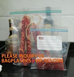 Clear food grade poly custom LDPE plastic k bag with color box packing, LDPE griplock zipper baggies with custom p supplier